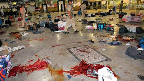 Chhatrapati Shivaji Terminus, Mumbai - After the terrorist attack (Source: outlookindia.com)